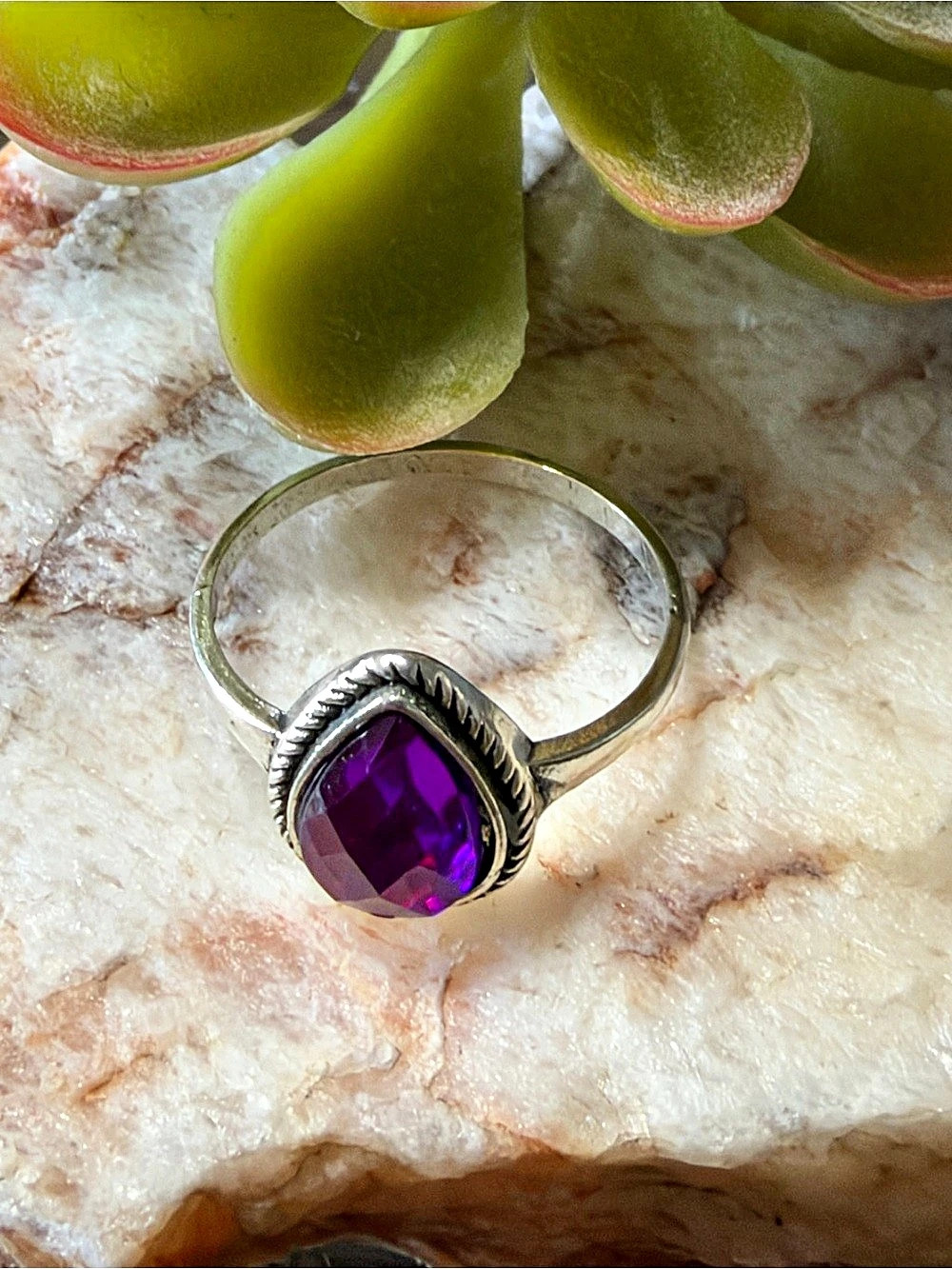 New Amethyst Marquise Cut fashion Silver Ring size 7